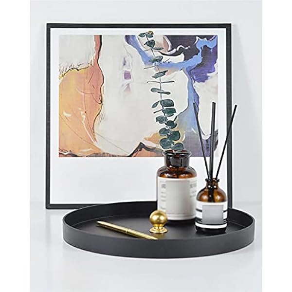 Serveerlade decoratieve lade sieraden lade ronde metalen draagbare lade voor diversen en kleine voorwerpen desktop home decor opberglade voor ketting (kleur: zwart)